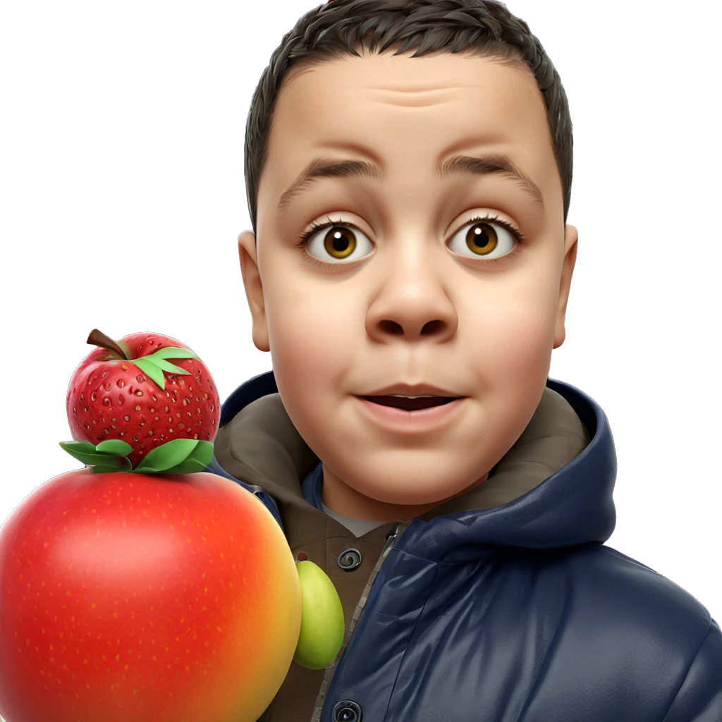 boy with fruit in jacket emoji