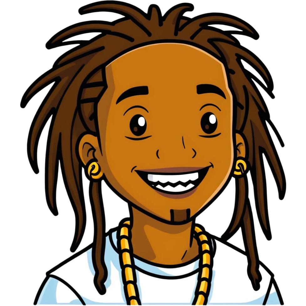 Brown skin boy with dread and gold Grillz  emoji