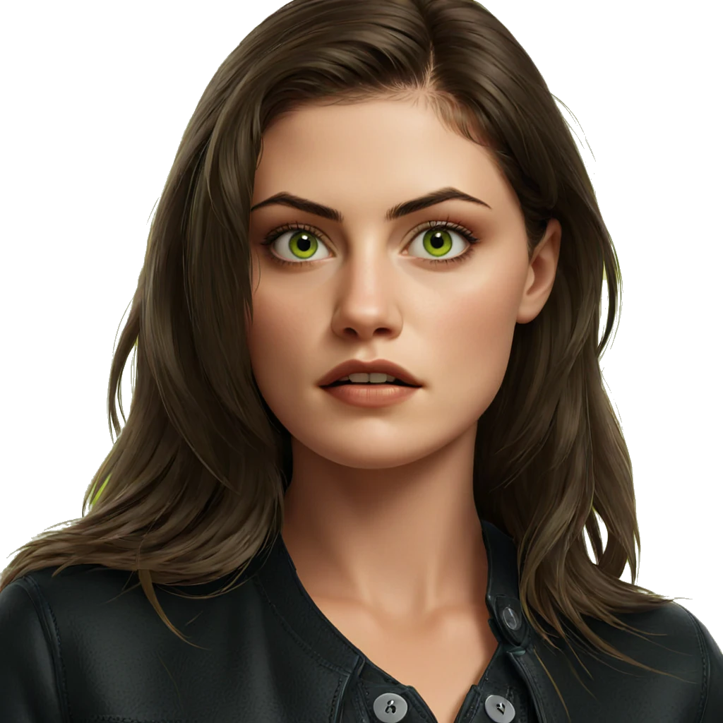 portrait of a girl with green eyes emoji