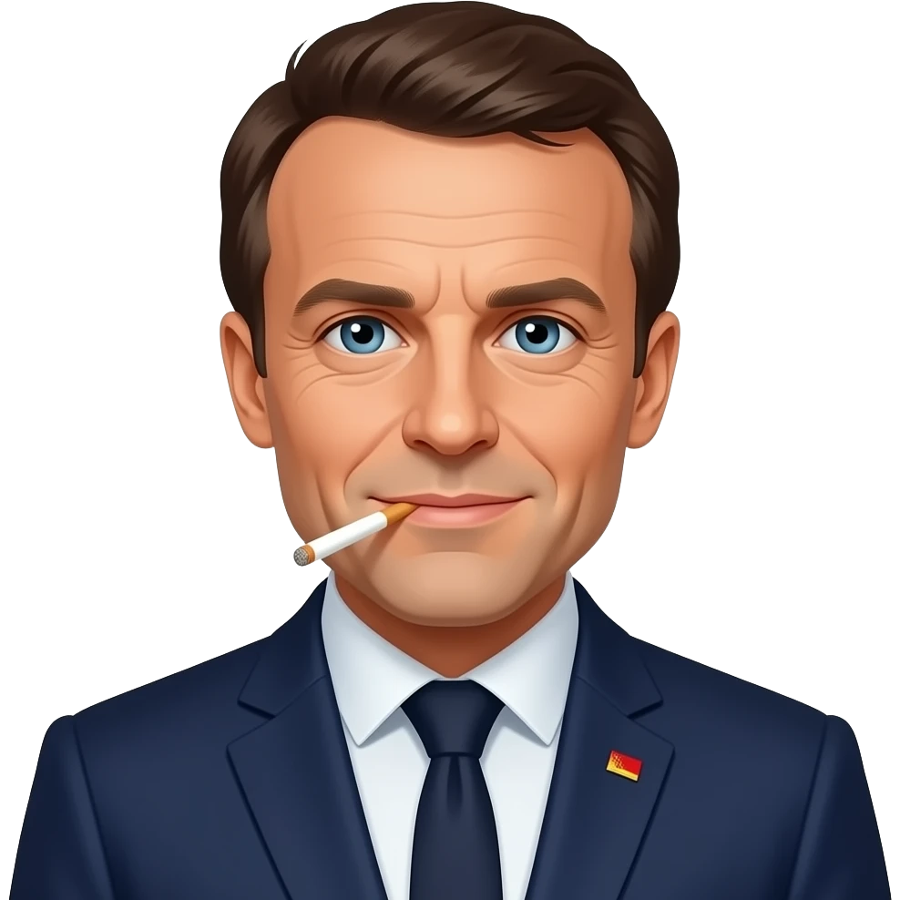 Un emoji manuel macron qui fume une puff emoji