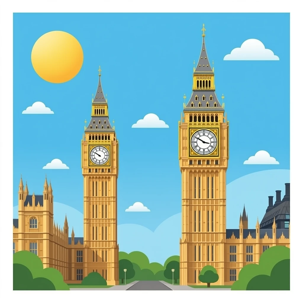 Big ben tower but 2 big ben connected emoji