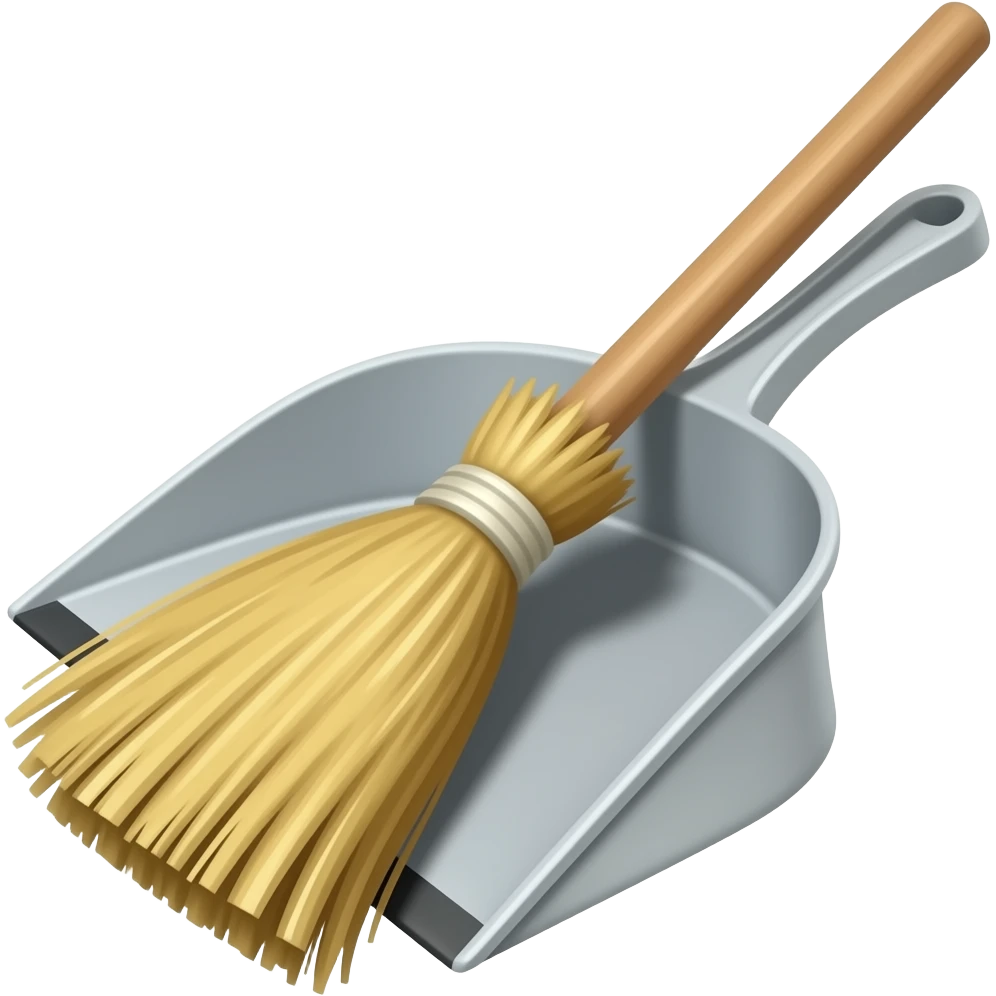 Dust Pan with hand broom emoji