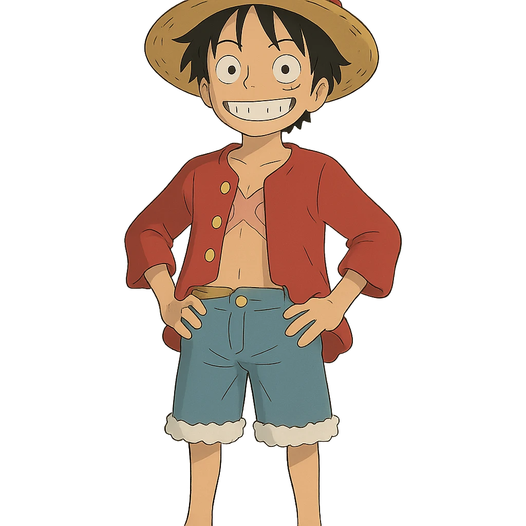 Luffy from One Piece in ghibli style emoji