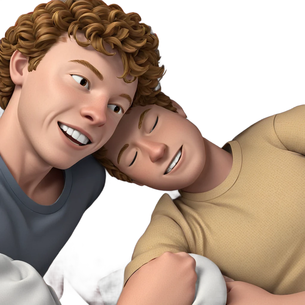 sleeping boys with smiles emoji