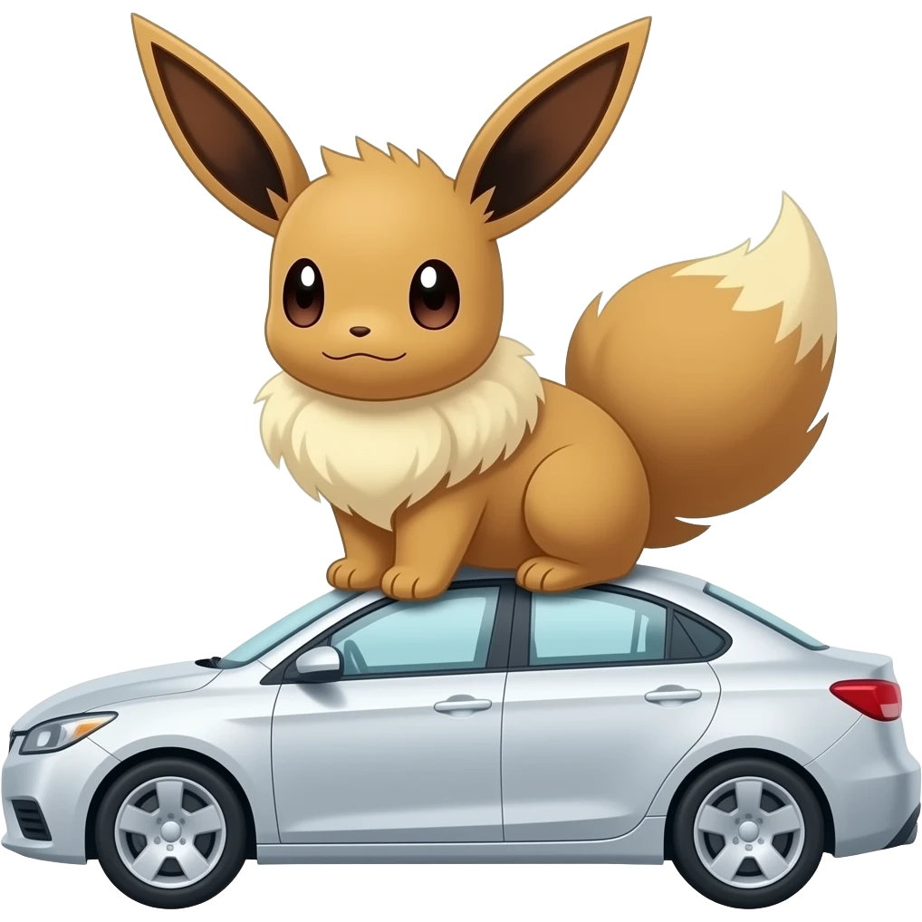 Baby eevee siting on a car emoji