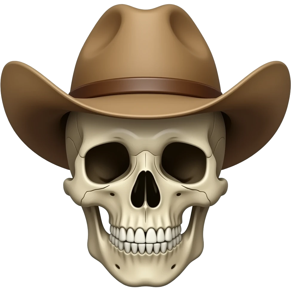 Skeleton head with a cow boy hat on emoji
