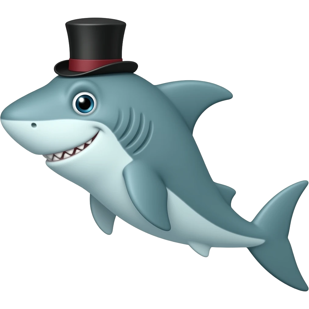 Shark with a top hat emoji