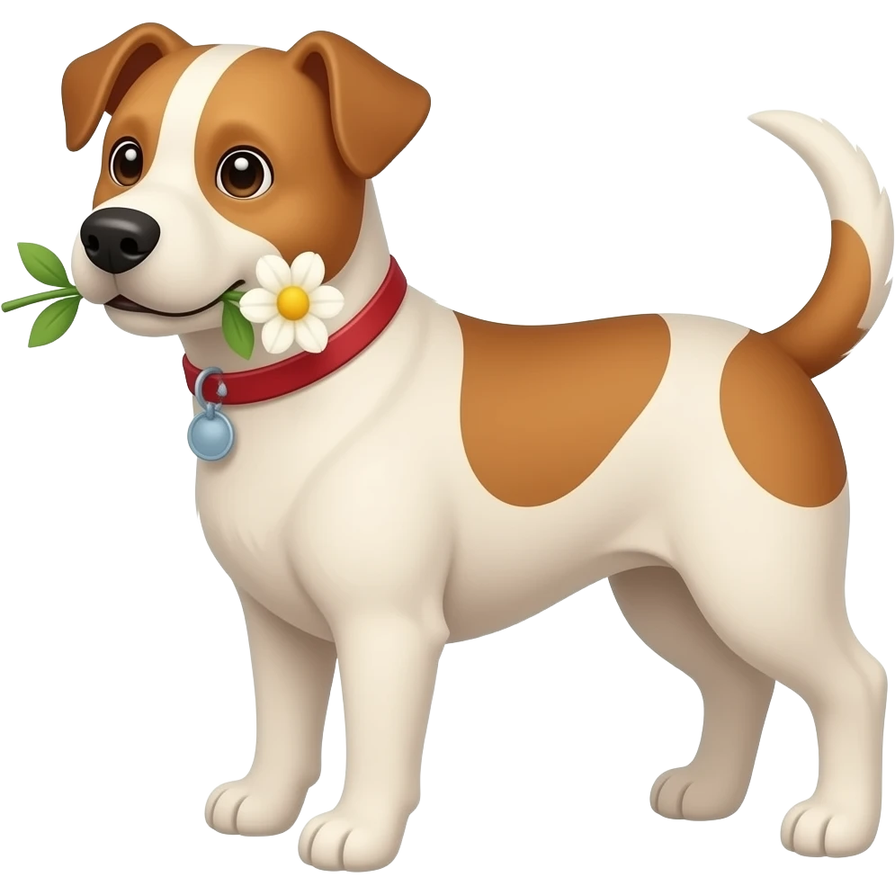 Dog with Flower in mouth emoji