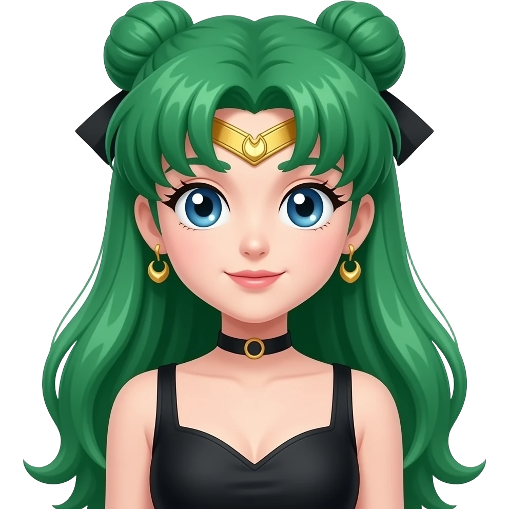 Sailor Pluto green hair black dress emoji