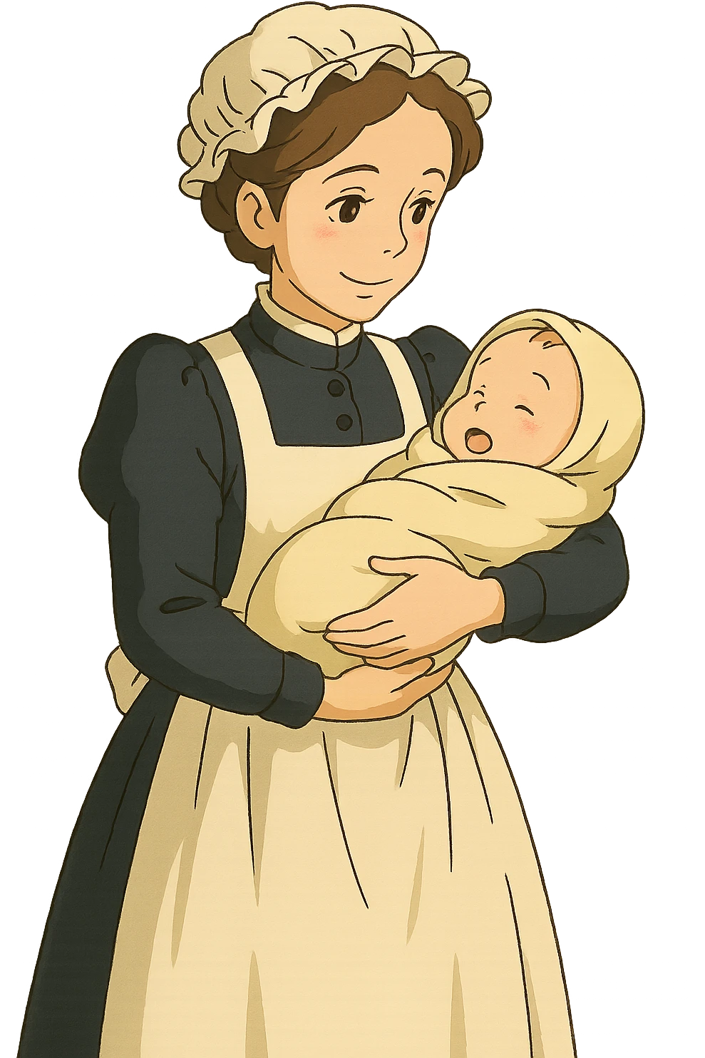 victorian midwife with baby emoji