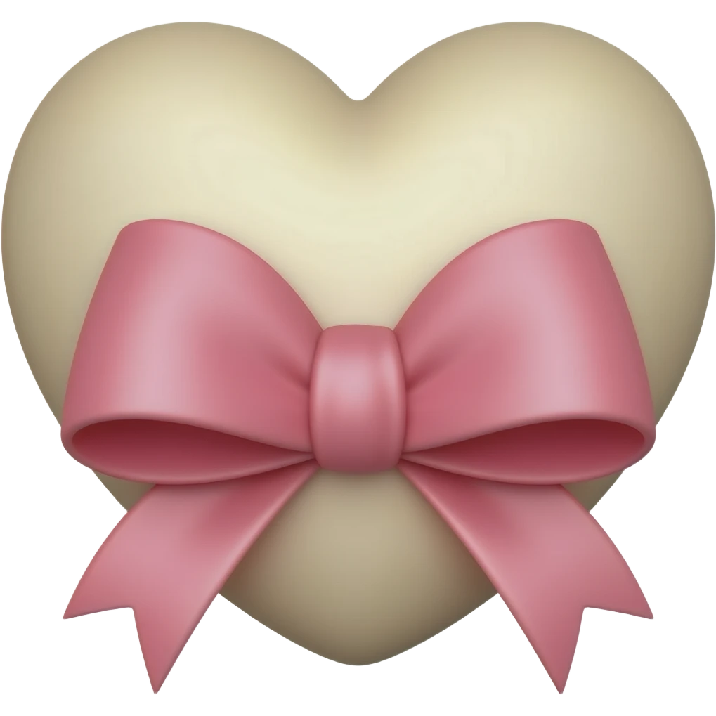 Beige heart with a pink ribbon bows emoji