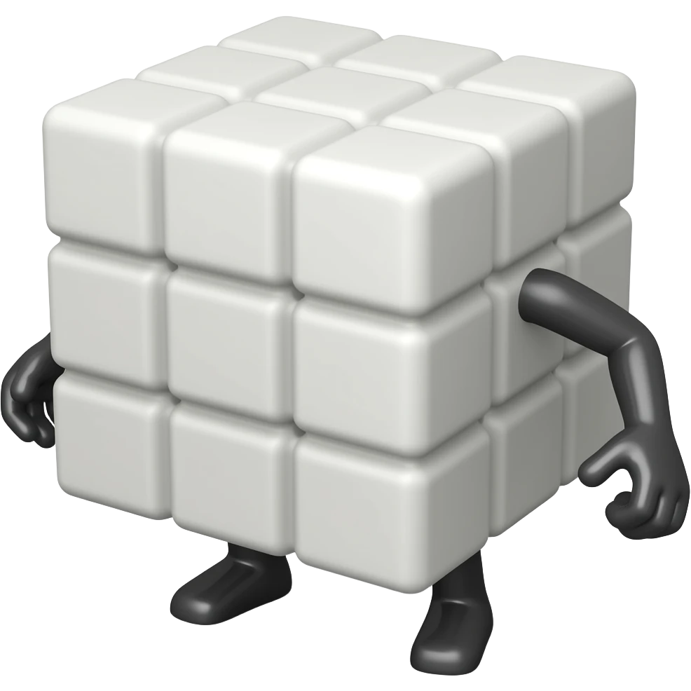 A cube with legs with no arms emoji