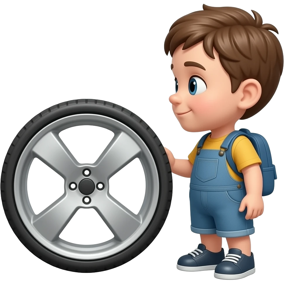child looking at wheel emoji