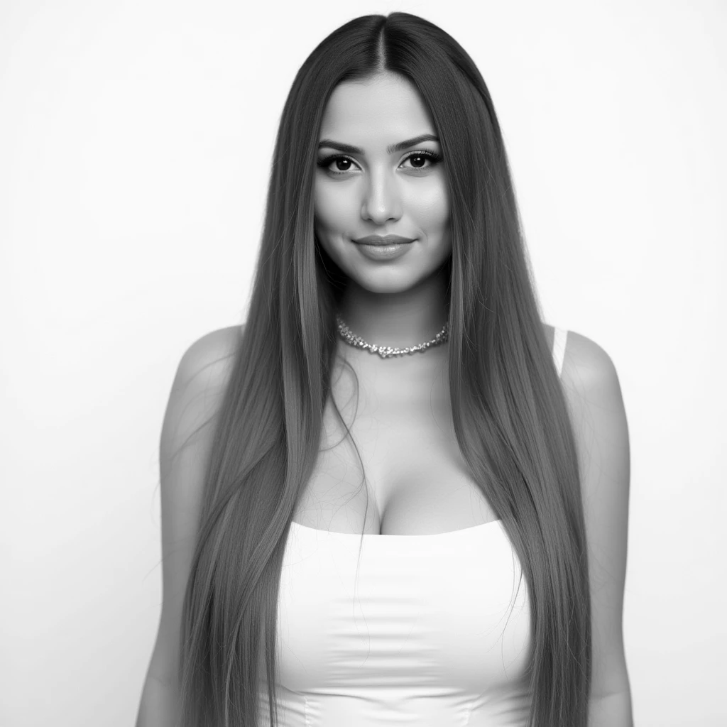 Art of nude woman's very sexy body scheme anatomy-bare shoulders and black eyes-very long straight brunette hair spreading legs and showing her pussy in seductive pose. New year elements: champagne gift emoji