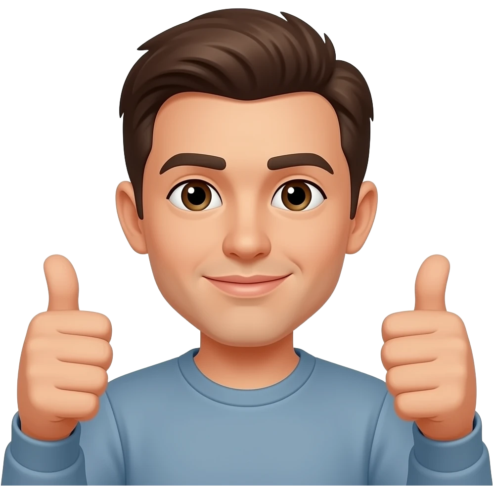 You're almost there, but make sure that apart the two thumbs pointing up, all the other fingers are intercrossed as covering the mouth emoji