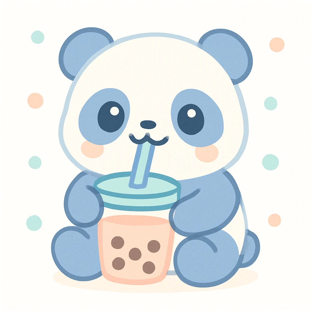 panda drinking bubble tea emoji