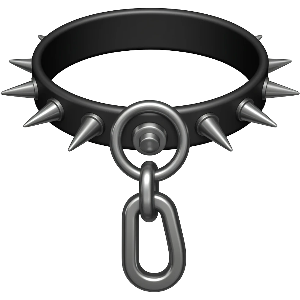 black collar with spikes and a lead add a handle to the lead emoji