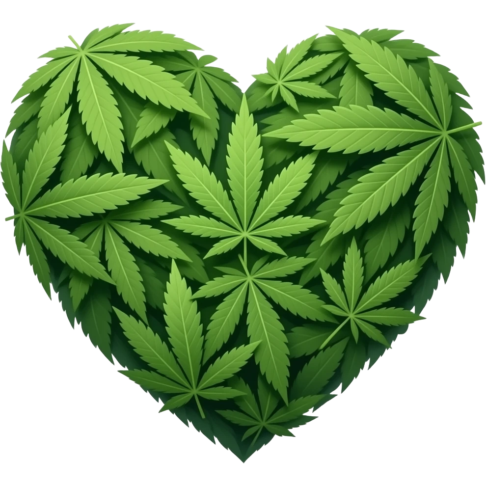 heart emoji made of weed leaves emoji