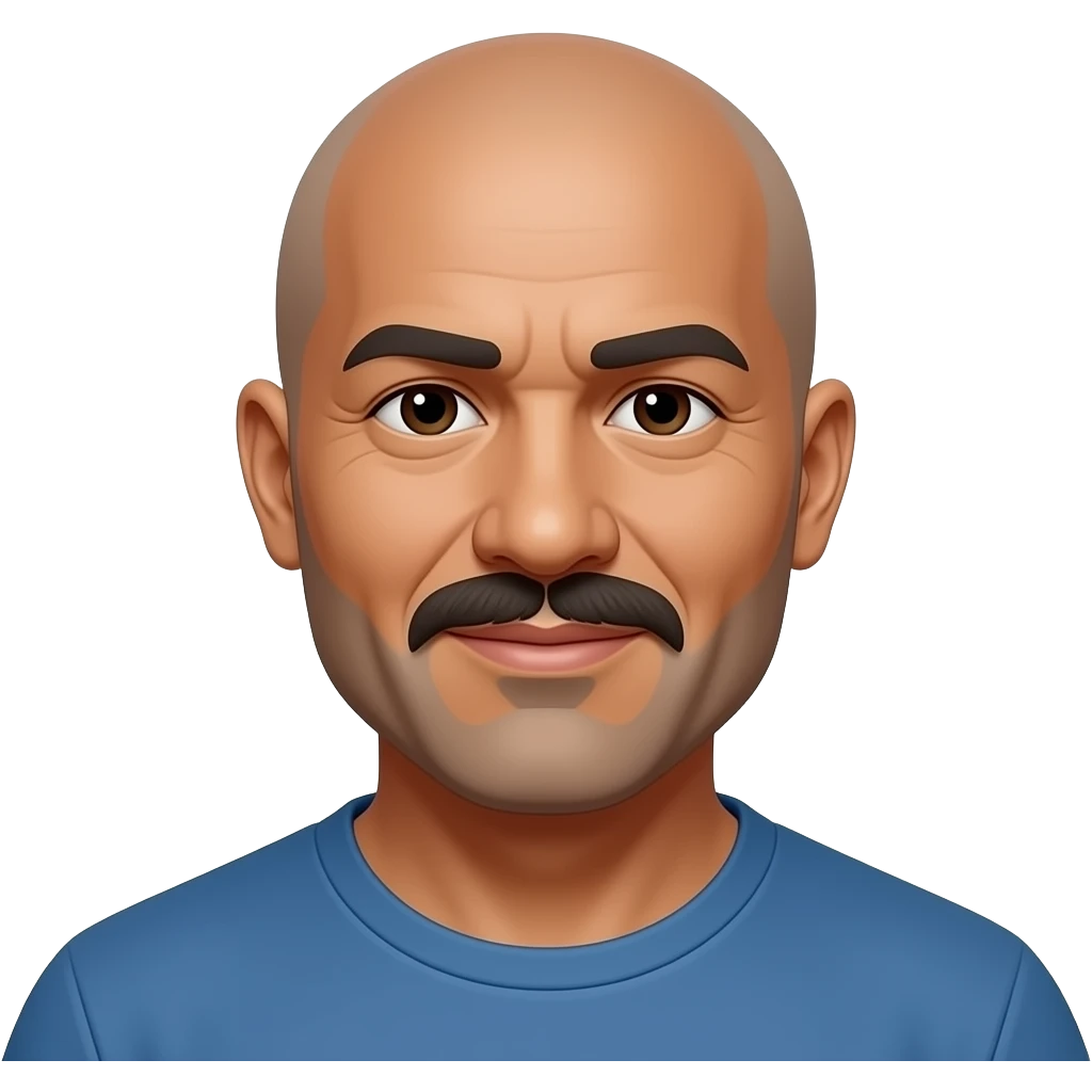 Picture of a 54 year old Pacific Islander man with balding, muschtach and Beard emoji