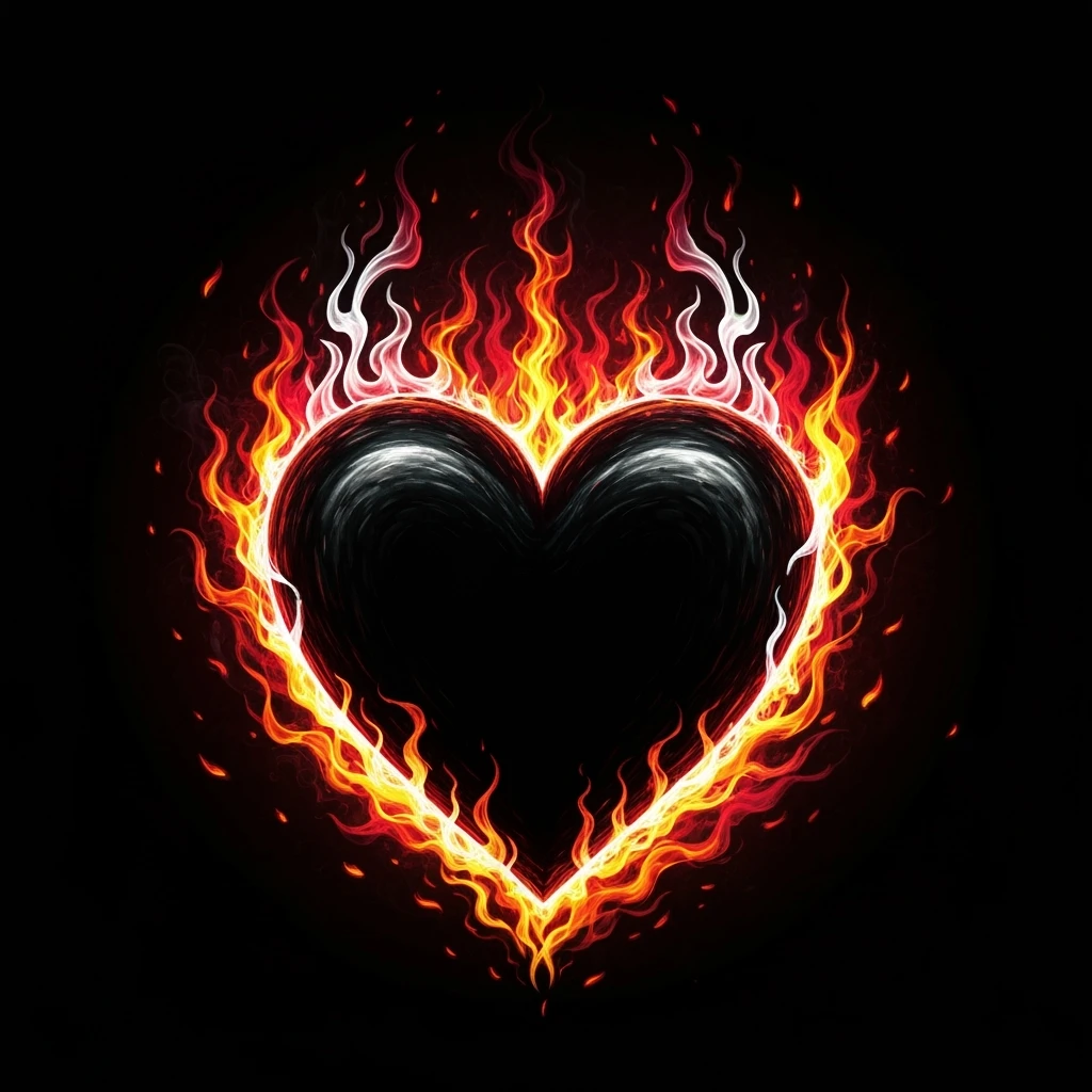cute emo heart with flames emoji