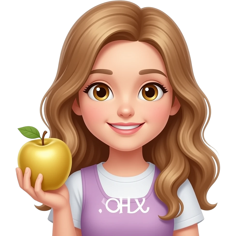 girl holding golden apple emoji