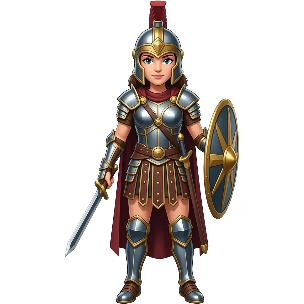 mujer guerrera armadura casco cuerpo completo emoji