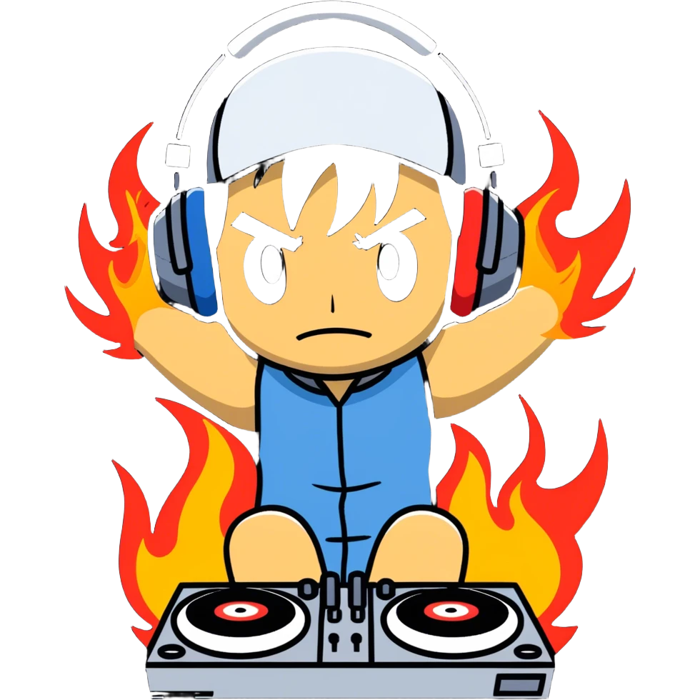 Hot handsomeb muscular 6ft tall ash ketchum being a  dj and his music is on fire while kissing a friend emoji