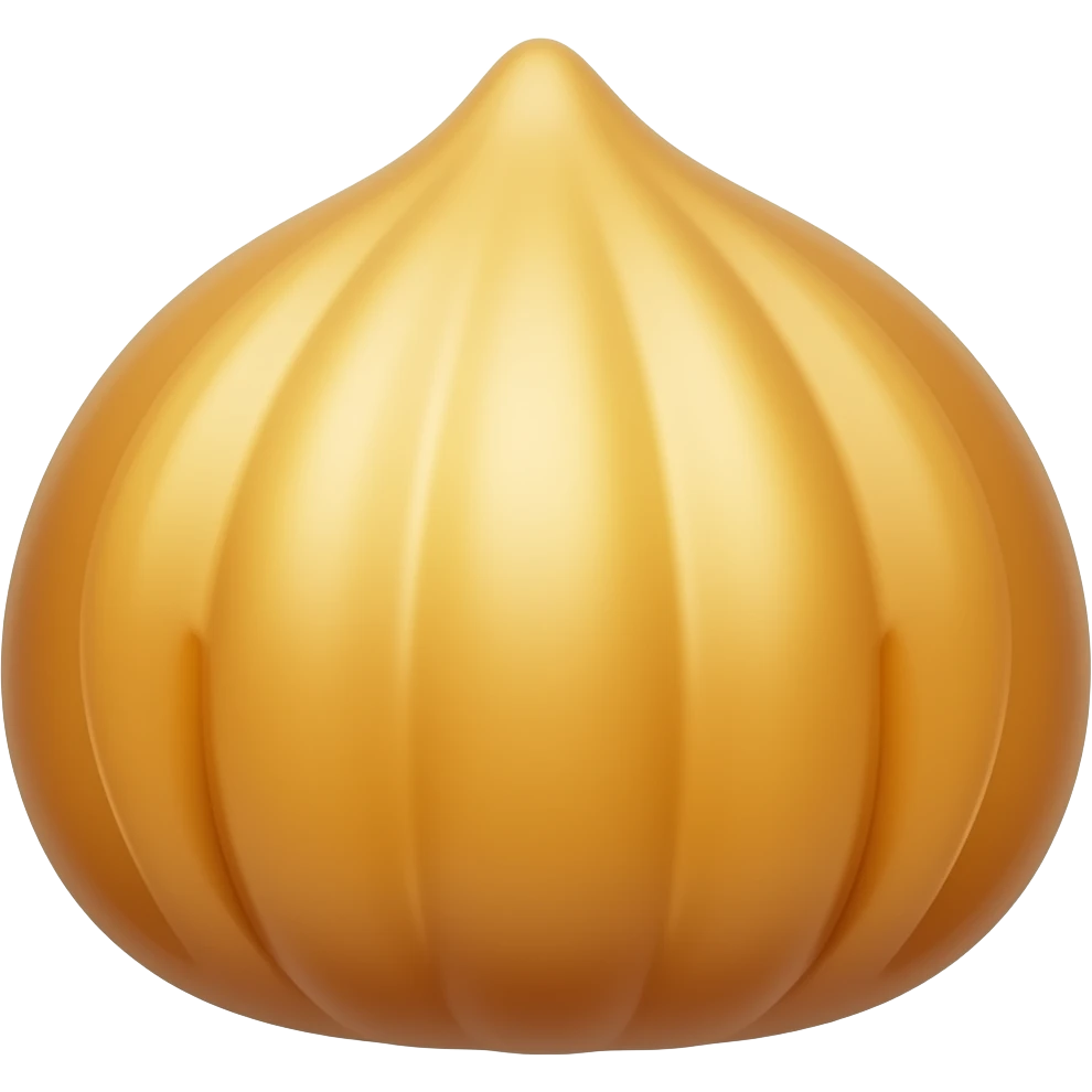 kawaii butter rice cake emoji, chestnut shape, three finger marks, glossy golden surface, simple icon style emoji