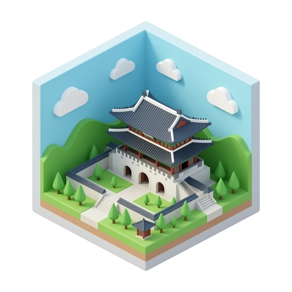 seoul palace 3d isometric miniature emoji