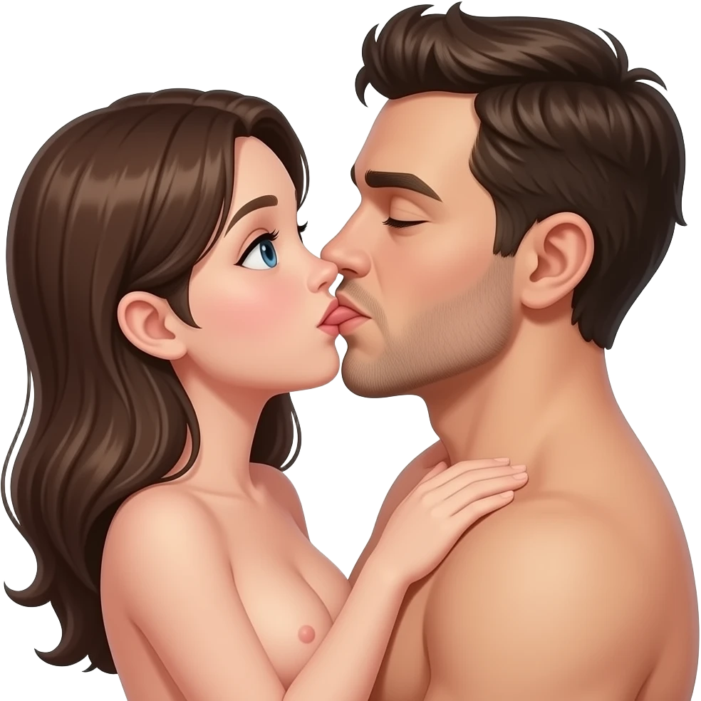 Naked girl with naked man making out emoji