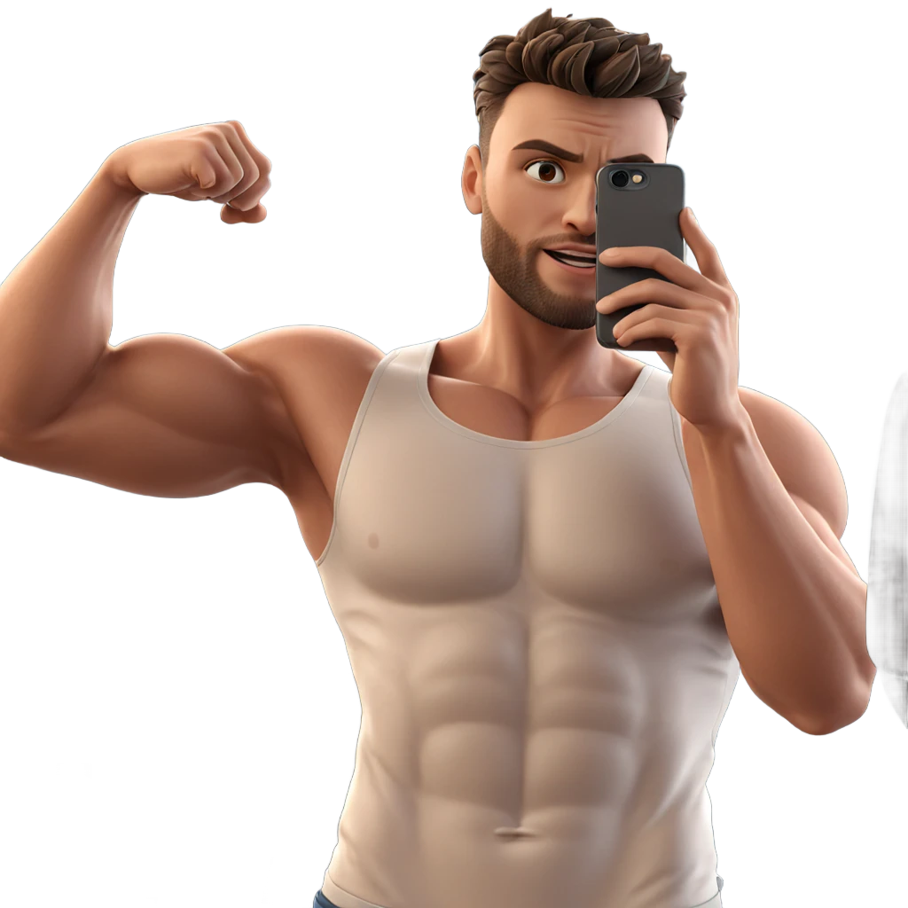 muscular guy taking a selfie emoji