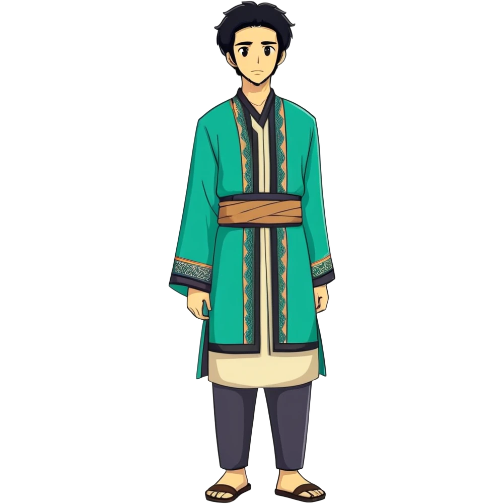 Man black hair and black eyes all body and uzbek wear the real man no anime no painting man emoji