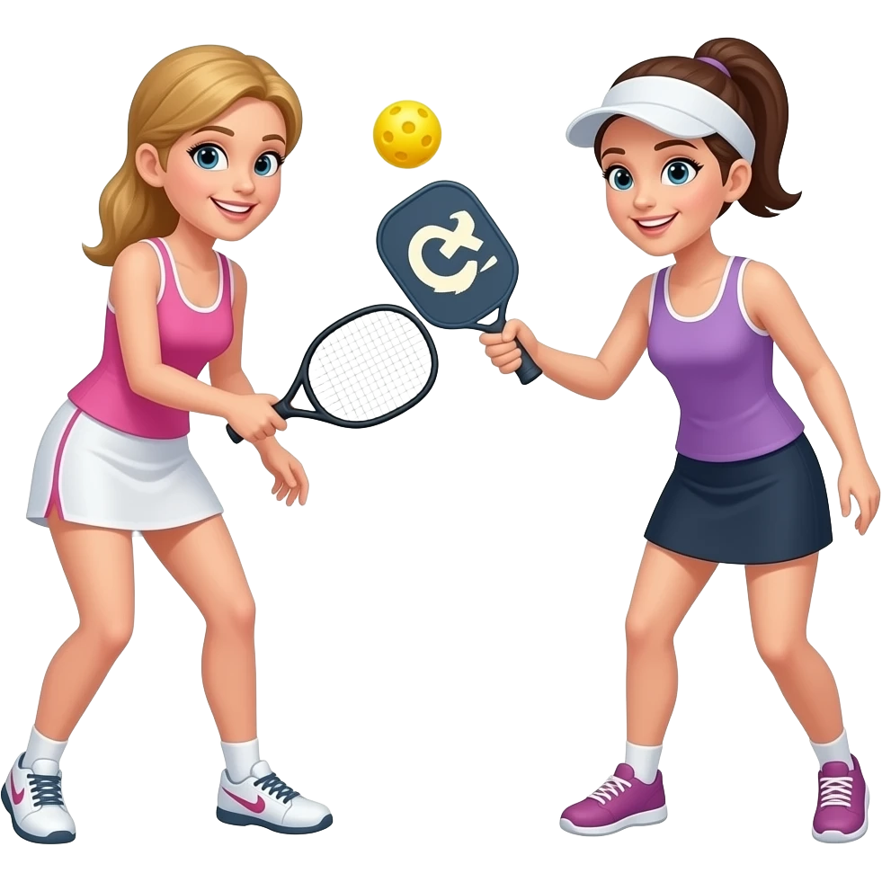 Ladies playing pickleball emoji