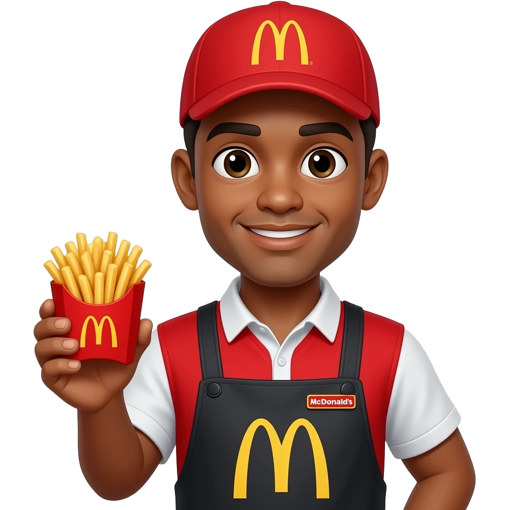 Lightskin McDonald’s worker holding fries in there hand emoji