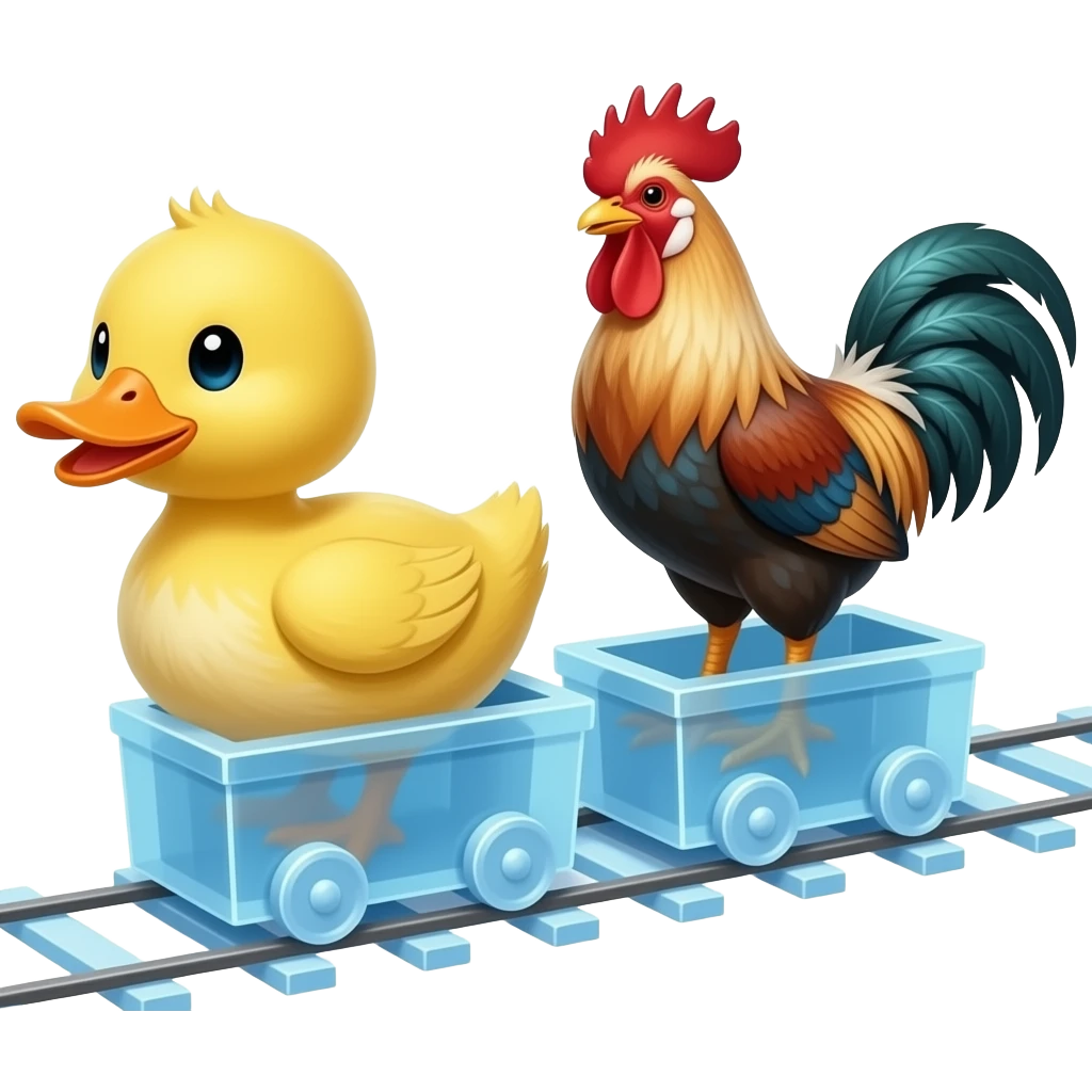 Babyente auf ner Reise im ICE Zug und neben ihr DDR Hahn emoji