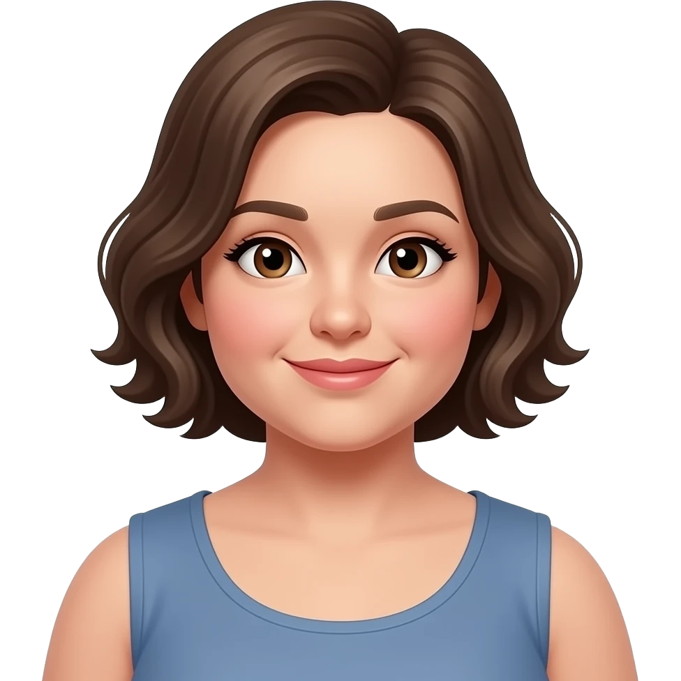 crea un emoji de una gorda no tan blanquita y con cabella corto y ondulado emoji