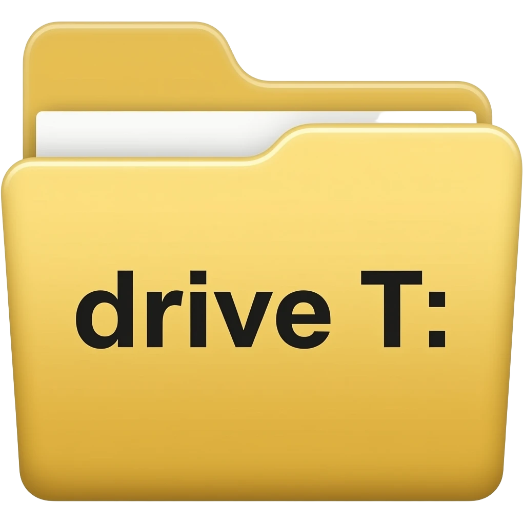 A Folder with the drive "T:" written on it. emoji