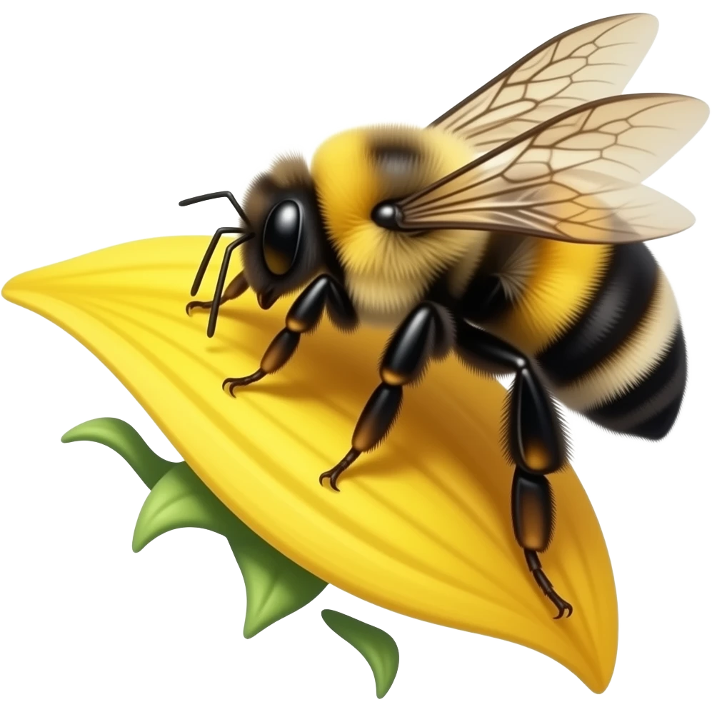 Bumble bee landing on a sunflower petal emoji