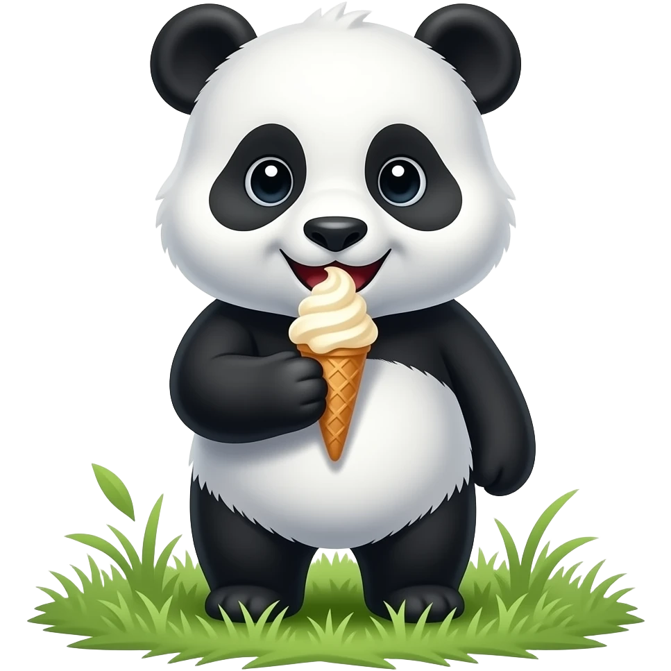 Panda eating ice cream emoji