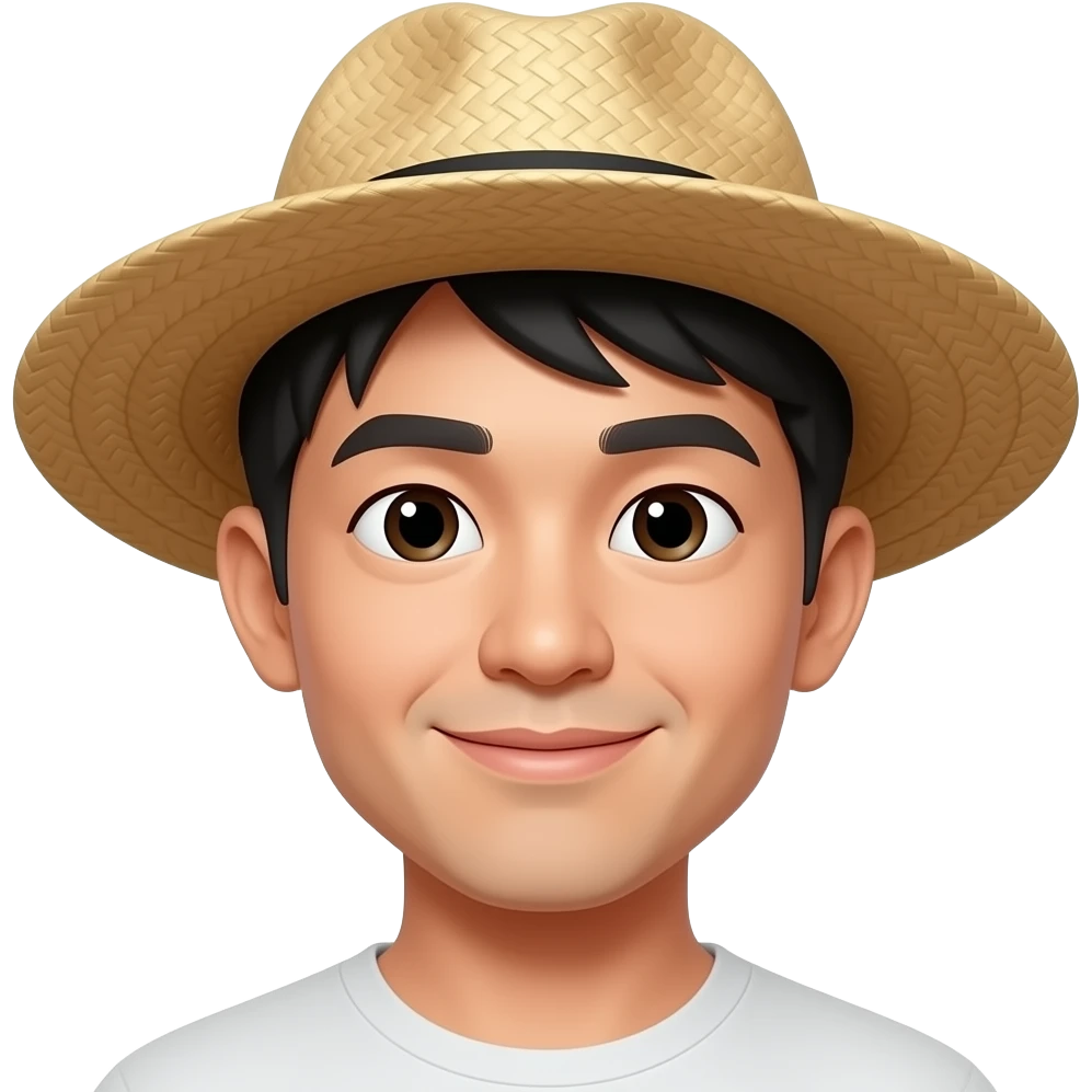 Asian man with straw hat emoji