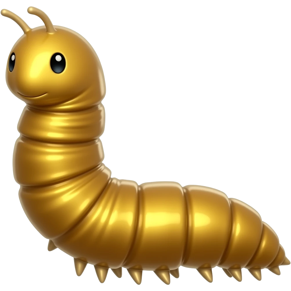 Realistic Shiny Gold Earthworm no face emoji