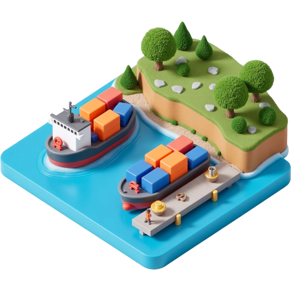 port with cargo ship
 emoji