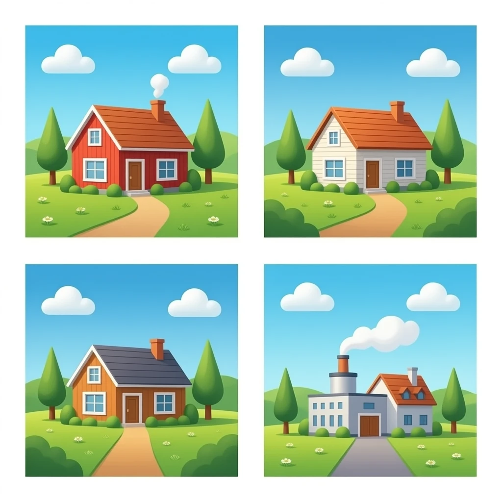 house, farm, plot, factory emoji