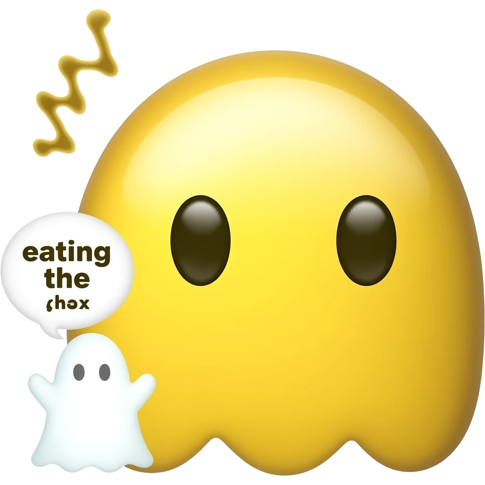Pac man character saying "eating the ghost" emoji