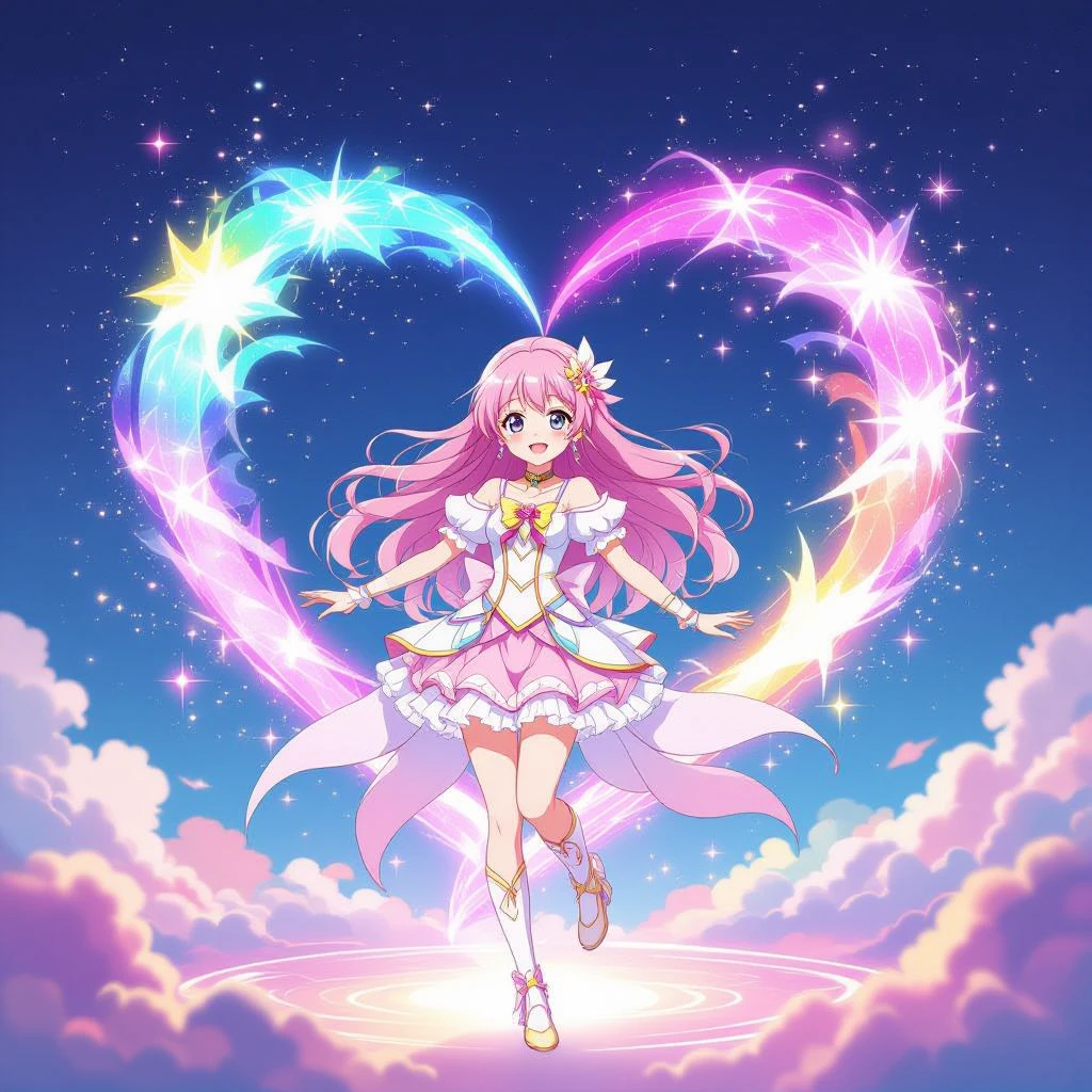 anime heart, magical aura, floating, vibrant colors, shoujo anime style emoji