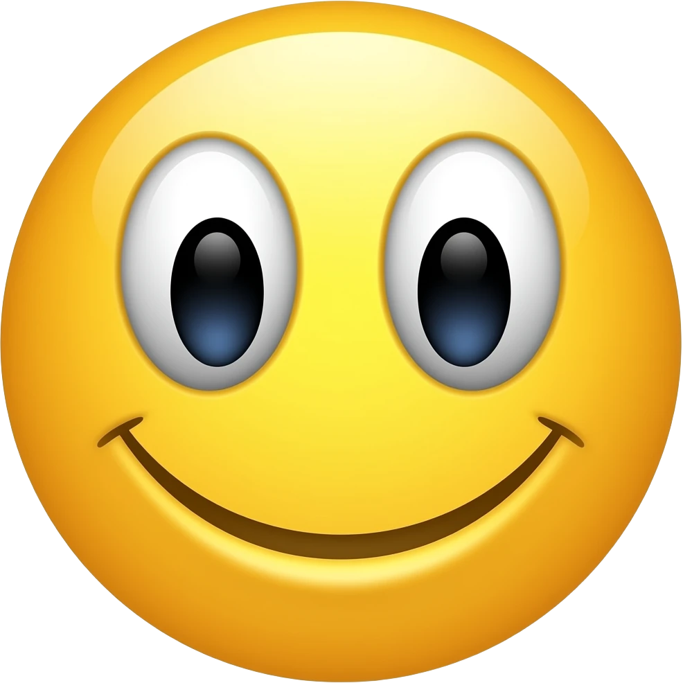 horizontally distanced eyes smiley face emoji