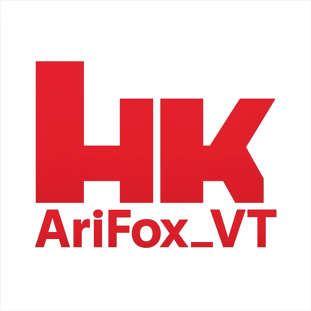 the H&K logo, except the letters say "AriFox_VT" emoji