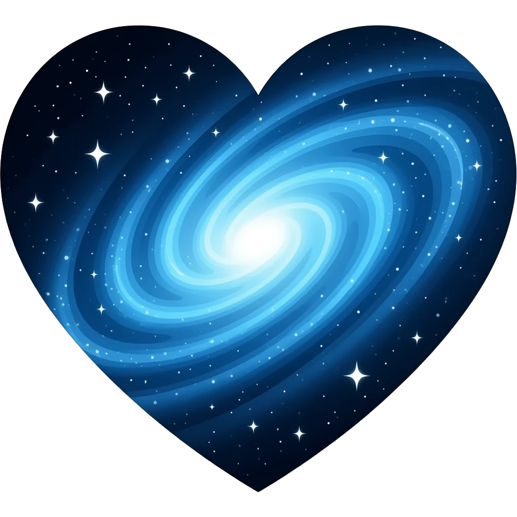 Blue galaxy big heart black outline emoji