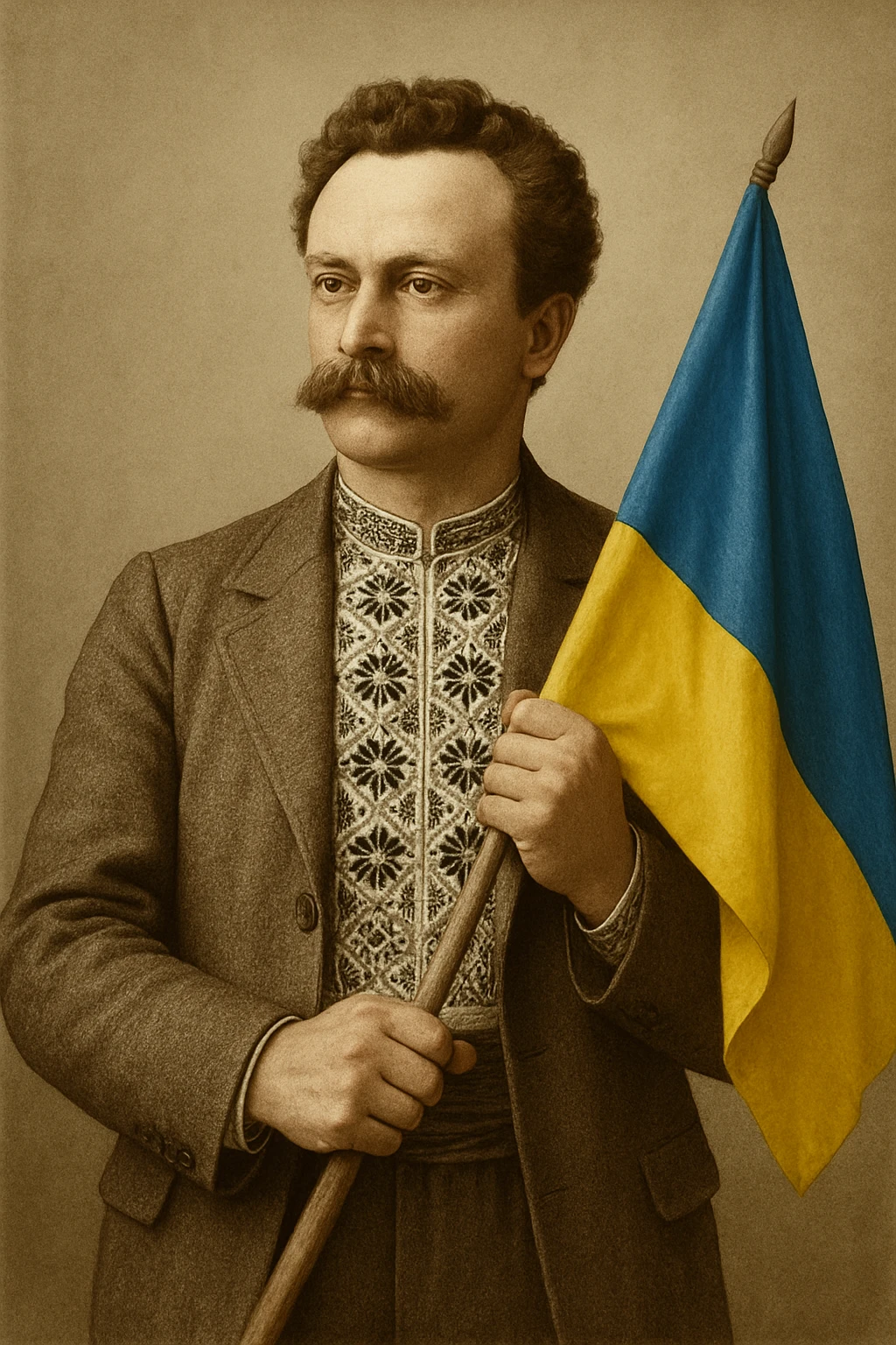a man holds the Ukrainian flag in his hands emoji