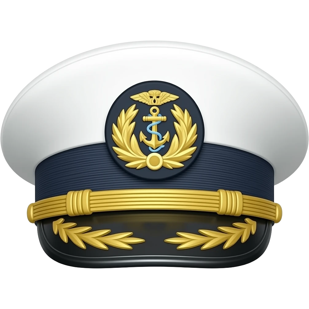 Navy officer white cap with anchor logo and cap should look like heigh rank officer emoji
